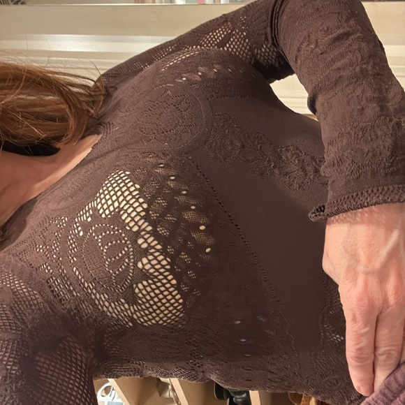 Just Cavalli Brown Lace Stretch Bodycon Top Made in Italy Size I (US Small/4) - Picture 9 of 9